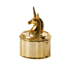 Gold Unicorn Porcelain Trinket Box by Rice DK